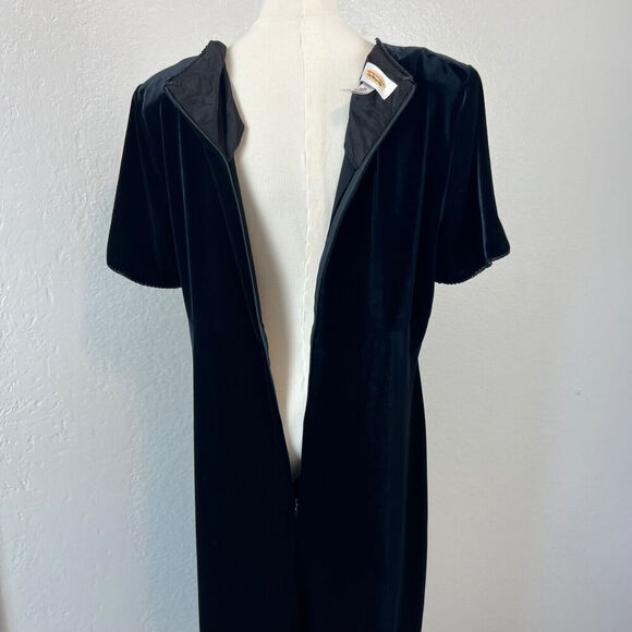 VTG Talbots Dress Womens 14 Black Velvet Maxi Fairy Grunge Goth Vamp Y2K READ - Picture 9 of 15